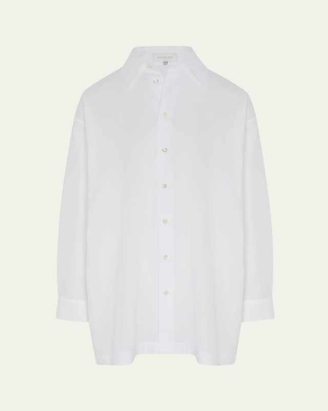 Slim A-line Back Pleat Shirt With Collar (Long Plus Length)